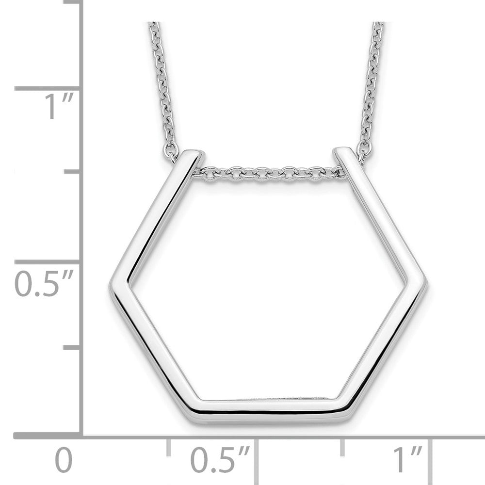 Sterling Silver Rhodium-plated Hexagon Necklace 18 Inches