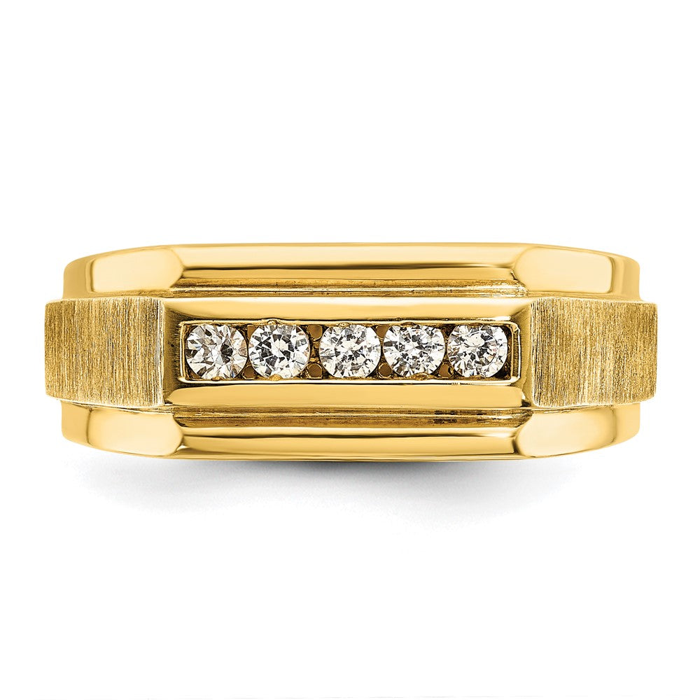 IBGoodman 14k Men's Polished and Satin 5-Stone 1/4 Carat AA Quality Diamond Ring