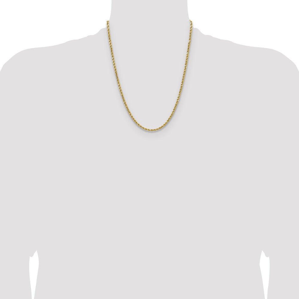 14K 22 inch 3.5mm Semi Solid Diamond-cut Rope with Lobster Clasp Chain