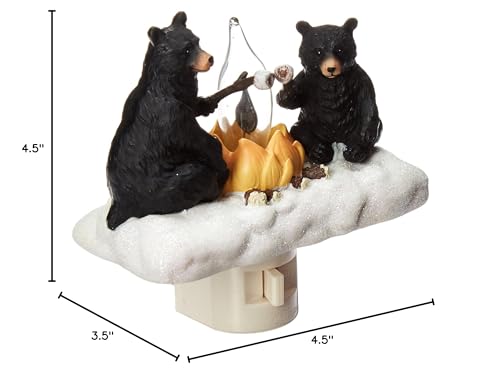 Roman Black Bear Campfire Marshmallow Flickering Night Light