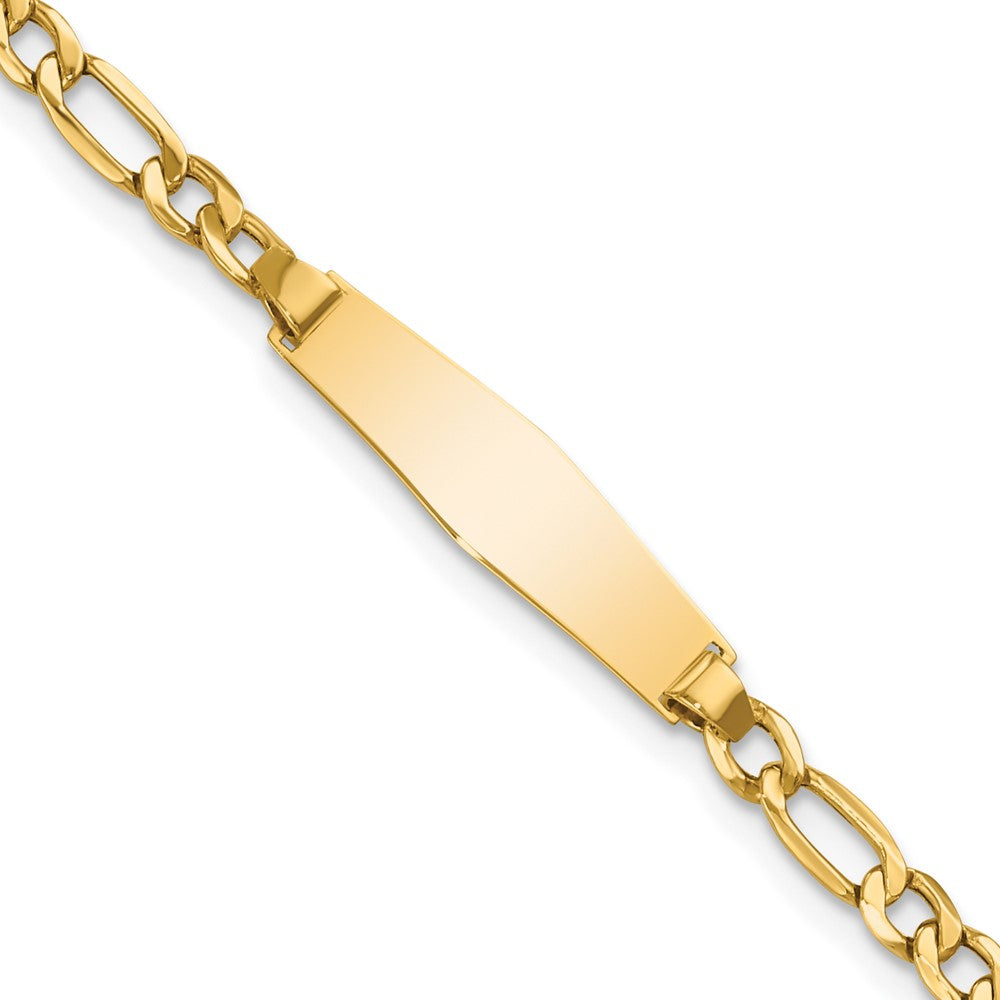 14k Semi-Solid Soft Diamond Shape Figaro Link ID Bracelet 7 inches