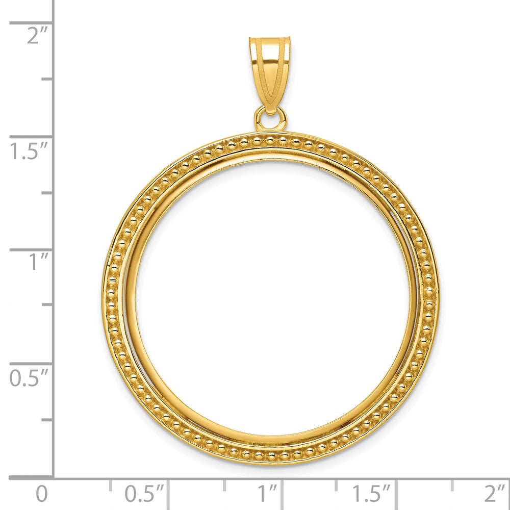 Wideband Distinguished Coin Jewelry 14k Polished and Beaded 32.7mm Prong Coin Bezel Pendant