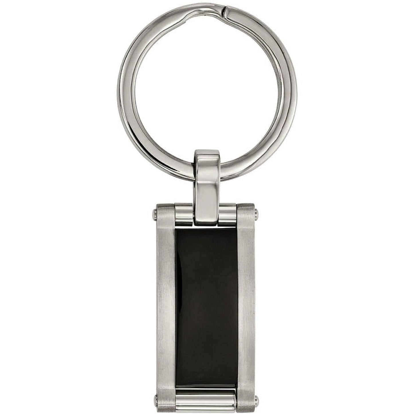 Stainless Steel Brushed and Polished Black Acrylic Key Chain