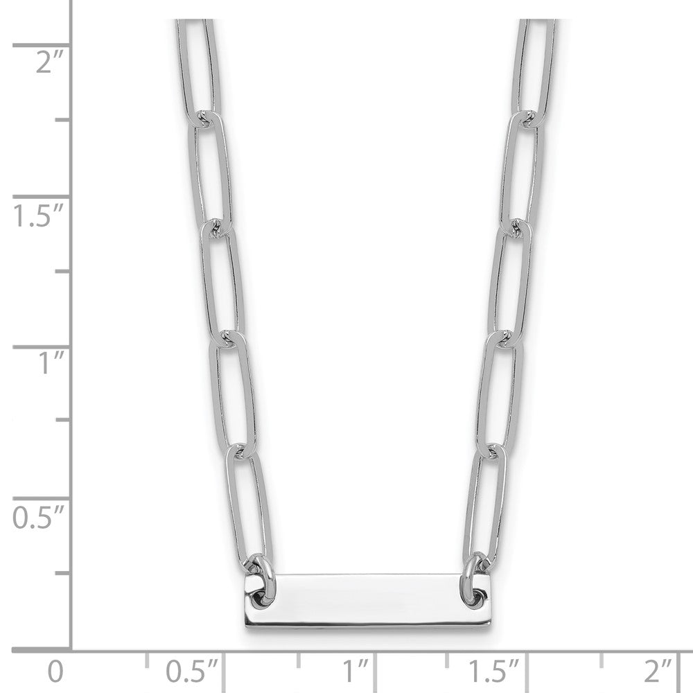 Sterling Silver Rhodium-plated Polished Bar w/ 2in ext. Necklace 17 Inches