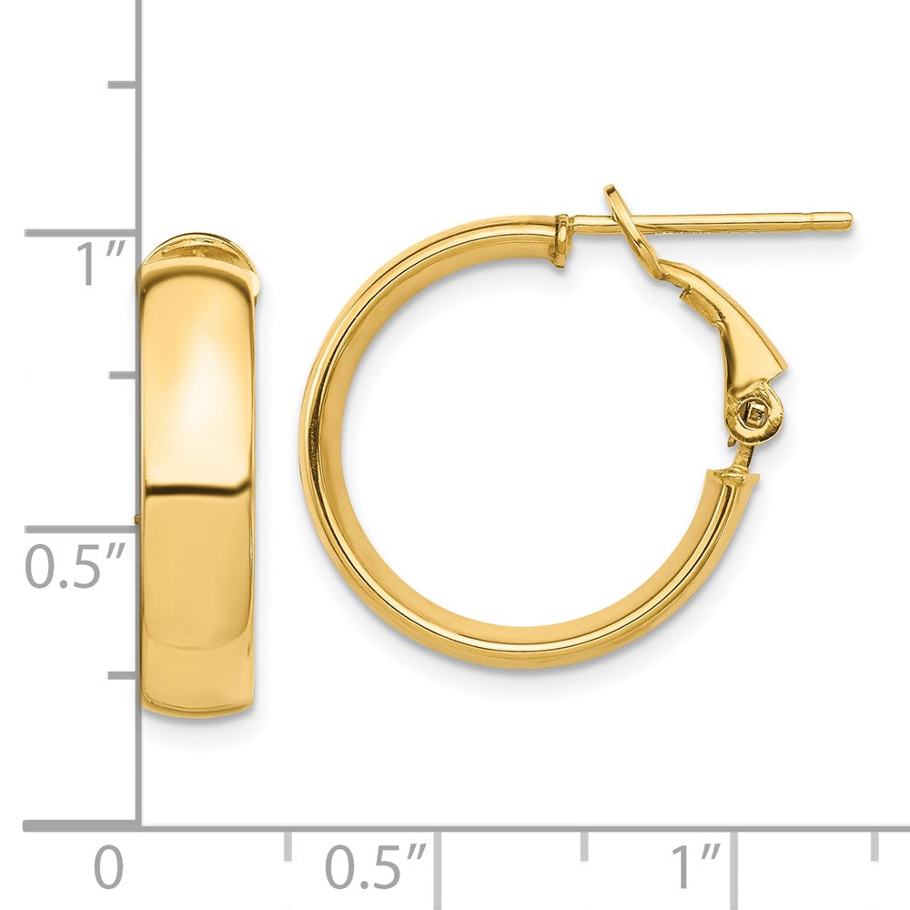 10k High Polished 5mm Omega Back Hoop Earrings
