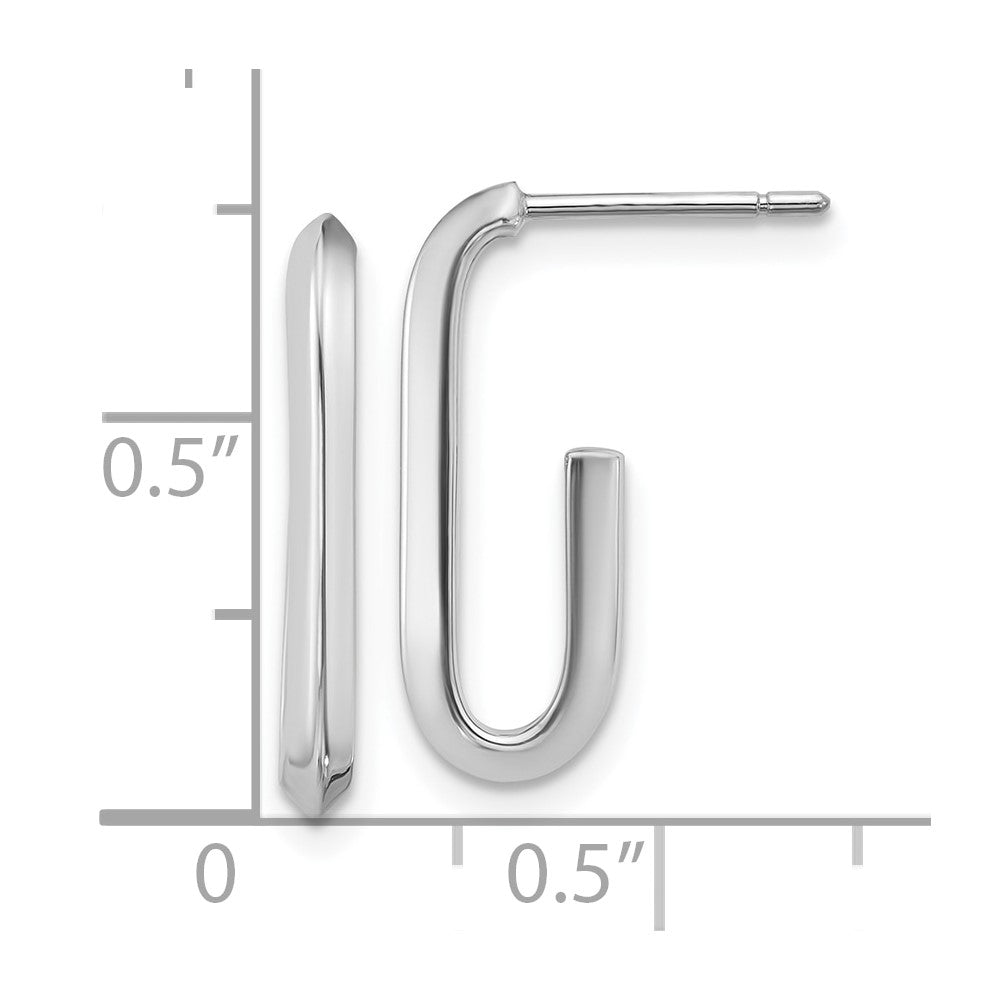 14KW Polished Knife Edge Oval Post J-Hoop Earrings