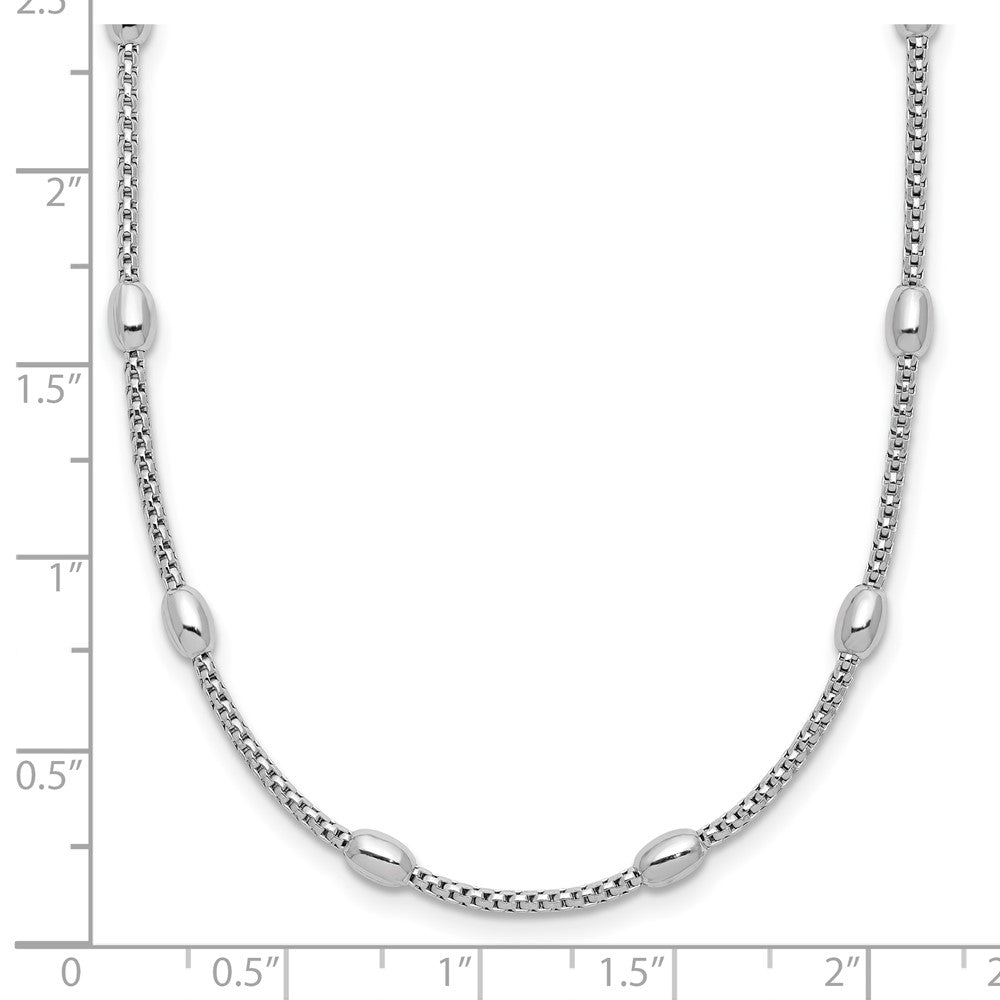 Sterling Silver RH-plated Fancy Bead w/2in ext. Necklace