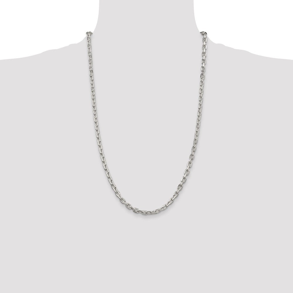 Sterling Silver 4.9mm Beveled Oval Cable Chain 26 Inches