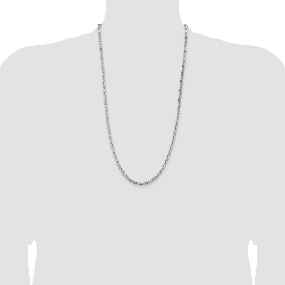 Sterling Silver Rhodium-plated 3.95mm Beveled Oval Cable Chain