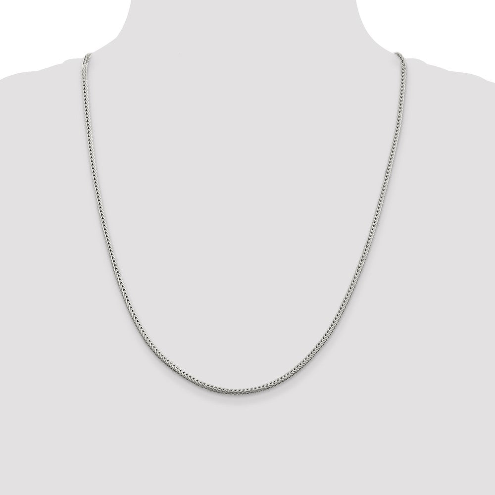 Sterling Silver 2.5mm Diamond-cut Round Franco Chain 24 Inches