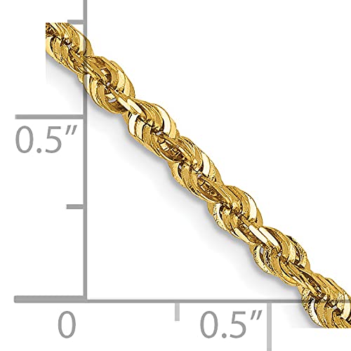 14K 24 inch 2.75mm Ultra Diamond-cut Rope with Lobster Clasp Chain