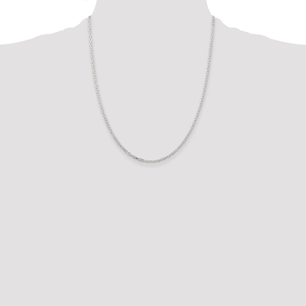 Sterling Silver 2.2mm Diamond-cut Long Link Cable Chain 22 Inches