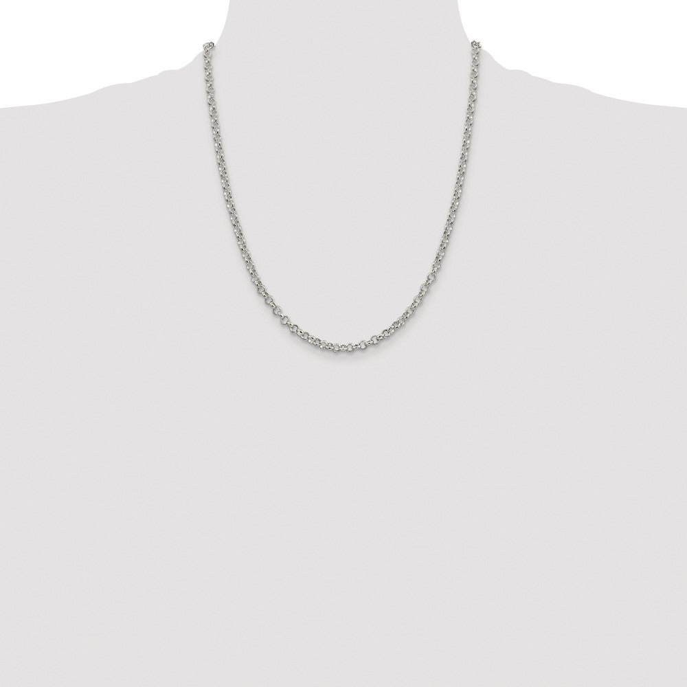 Sterling Silver Rhodium-plated 4mm Rolo Chain