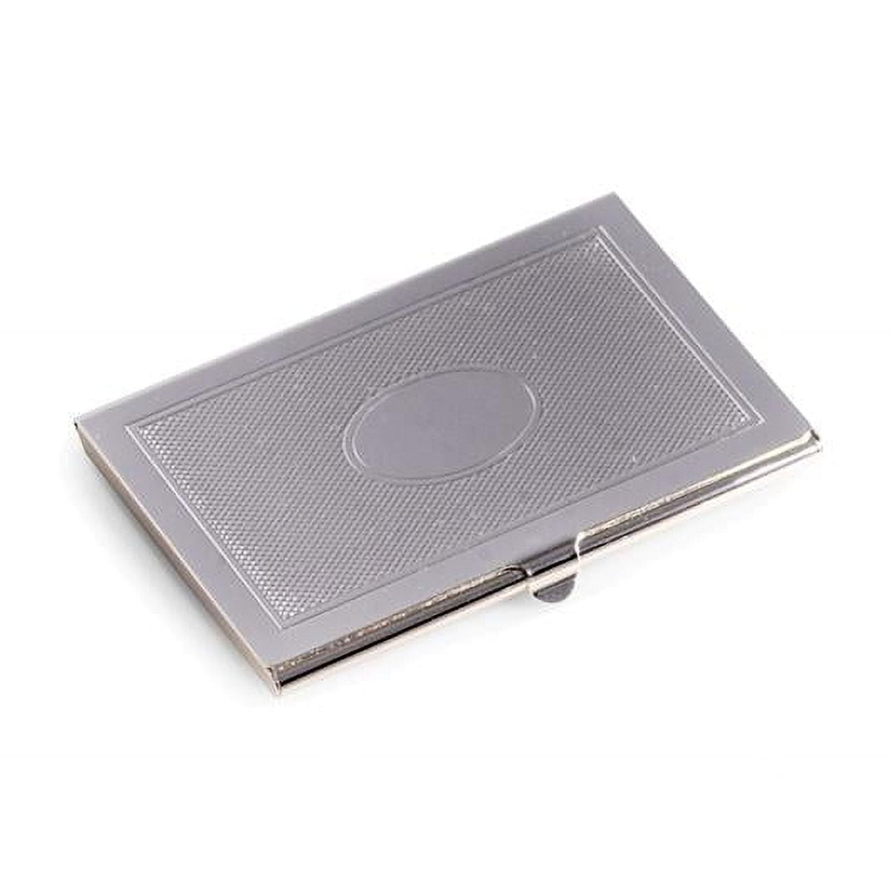 Bey-Berk International D266S Silver Plated Business Card Case with Oval Design