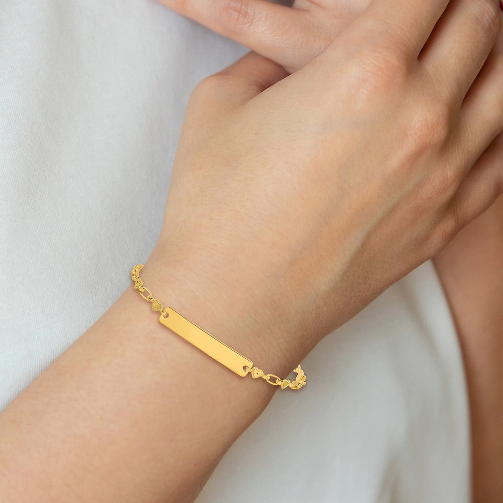 Sterling Silver Gold-tone 7.5 inch Hearts ID Bracelet