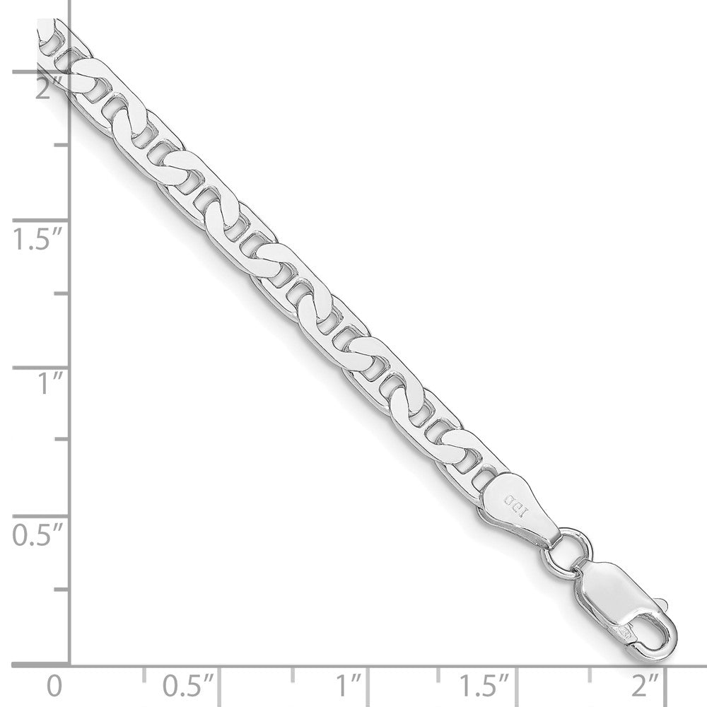 Sterling Silver Rhodium-plated 4.5mm Flat Anchor Chain 7 inches
