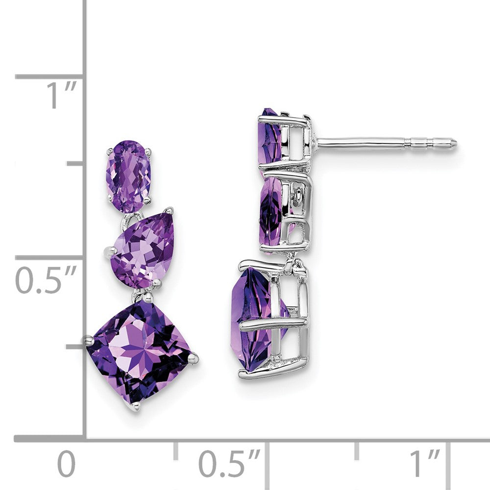 14k White Gold Amethyst Dangle Earrings