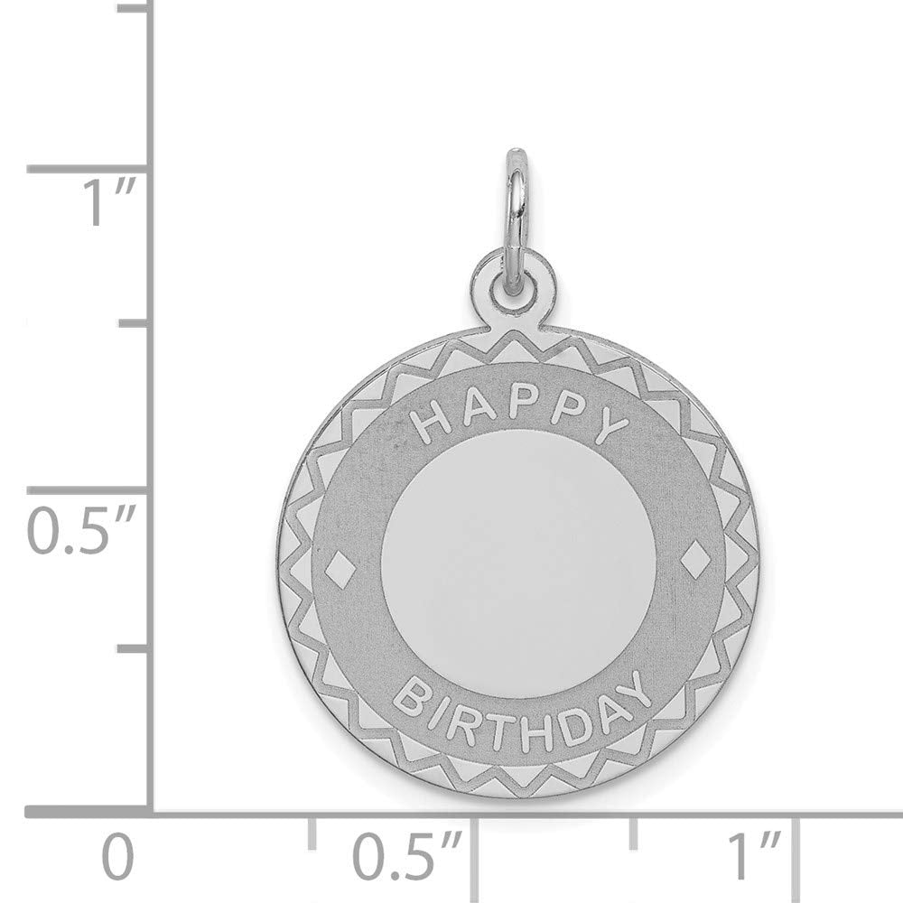 Sterling Silver Rhodium-plated Happy Birthday Disc Charm