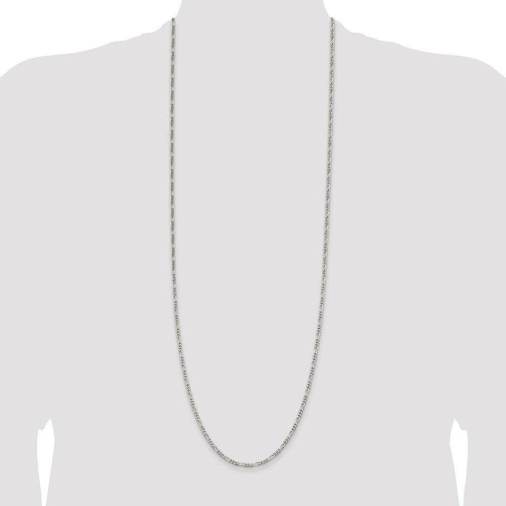 Sterling Silver 2.85mm Figaro Chain 36 Inches