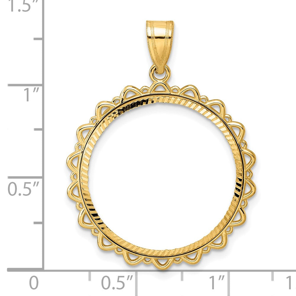 14k Diamond Cut Multi Arch with 22.0mm Prong Coin Bezel Pendant