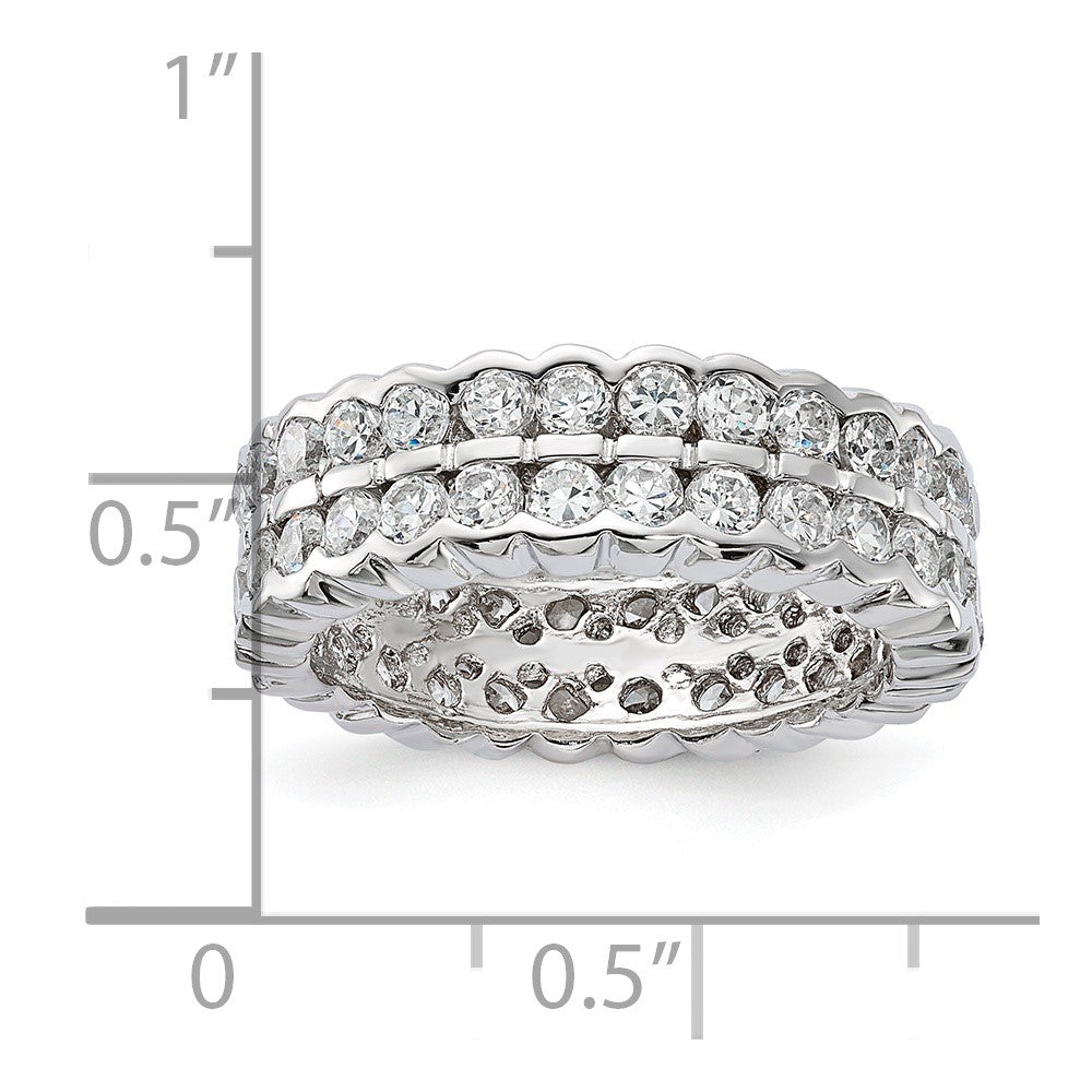 Sterling Silver CZ Double Band Ring