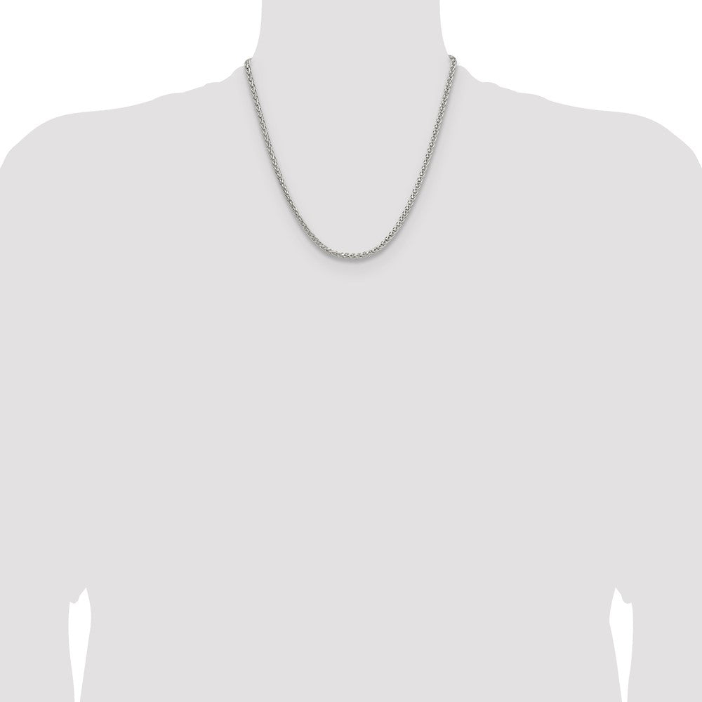 Sterling Silver 3.5mm Diamond-cut Square Spiga Chain