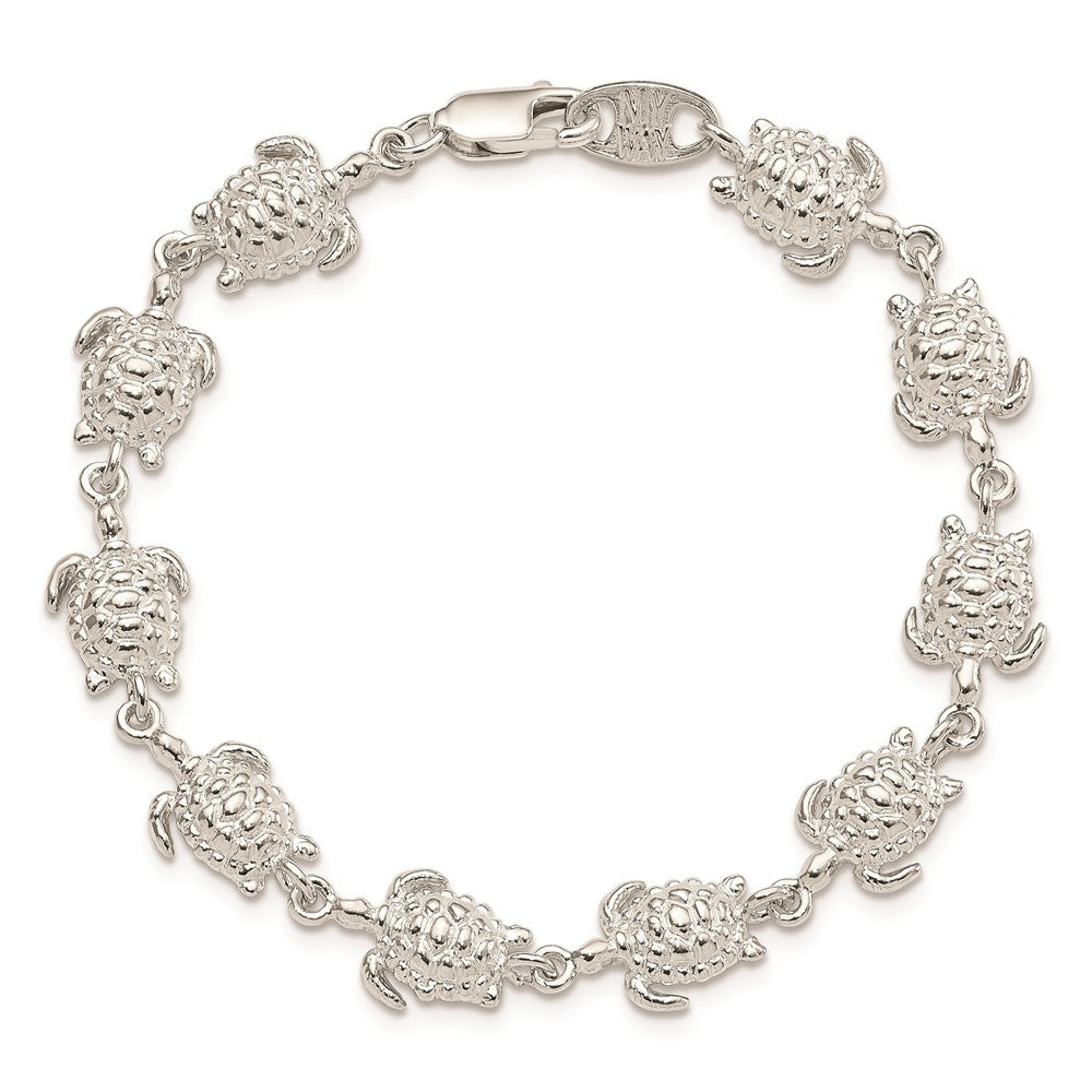 Sterling Silver Sea Turtles Bracelet 7 inches