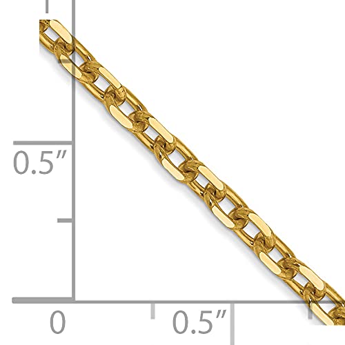 14K 20 inch 3mm Diamond-cut Round Open Link Cable with Lobster Clasp Chain