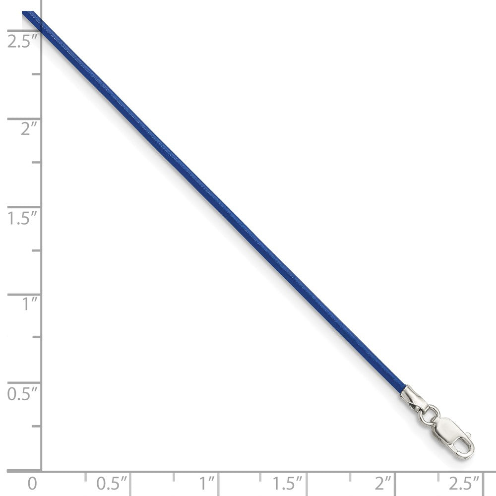 Sterling Silver 18inch 1.5mm Royal Blue Leather Cord Necklace 18 Inches