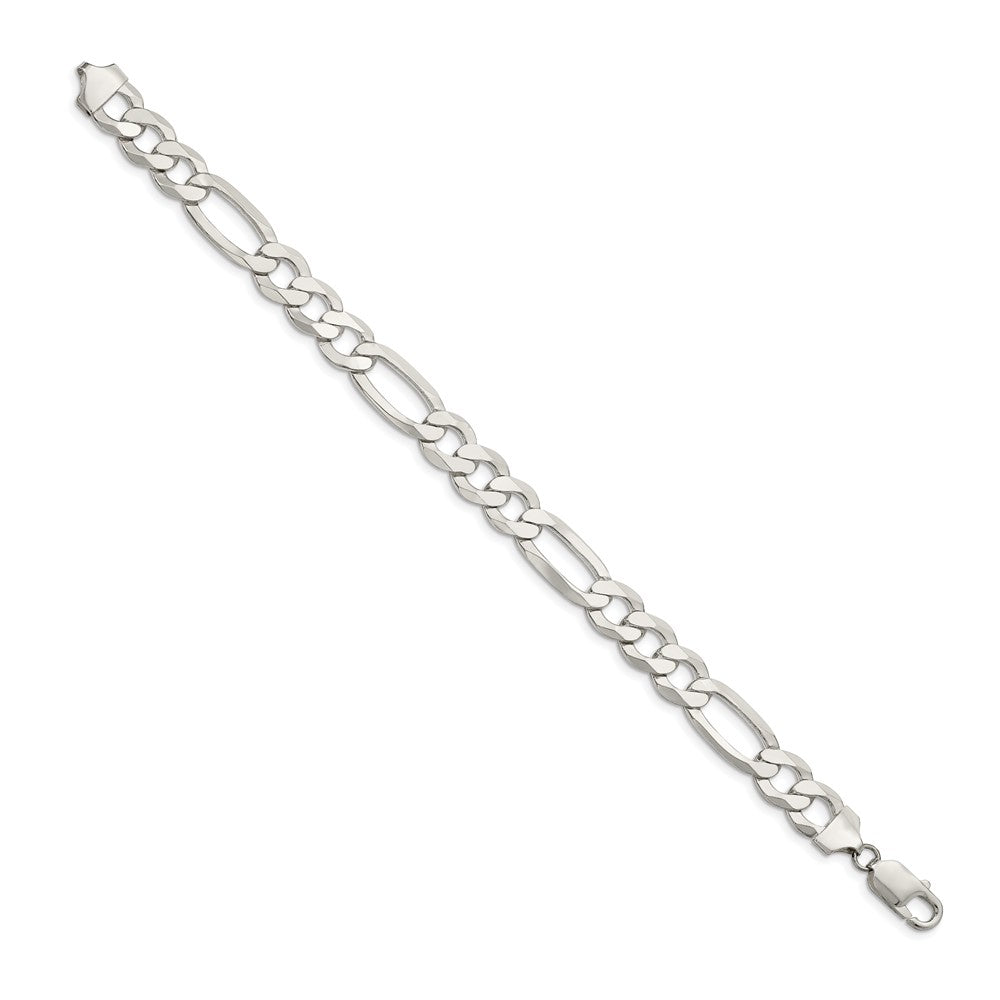 Sterling Silver 9.7mm Lightweight Flat Figaro Chain 8 inches
