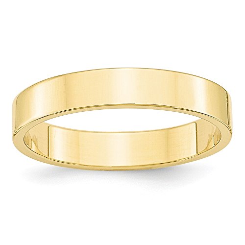 10k Yellow Gold 4mm Lightweight Flat Wedding Band Size 6