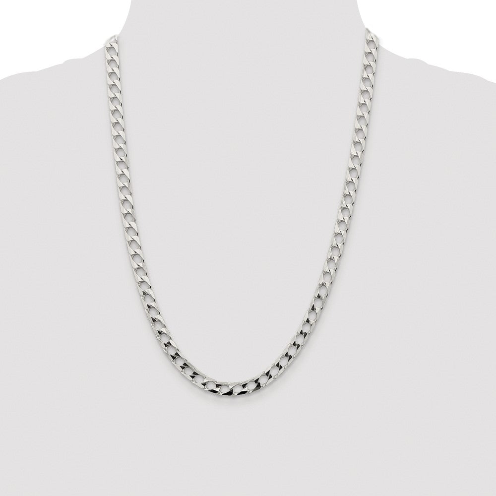 Sterling Silver Rhodium-plated 6.25mm D/C Square Curb Chain