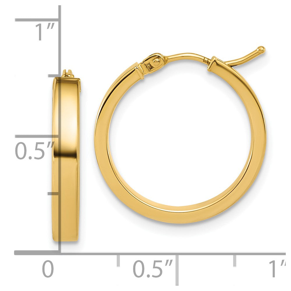 14K Polished Square Tube Round Hoop Earrings