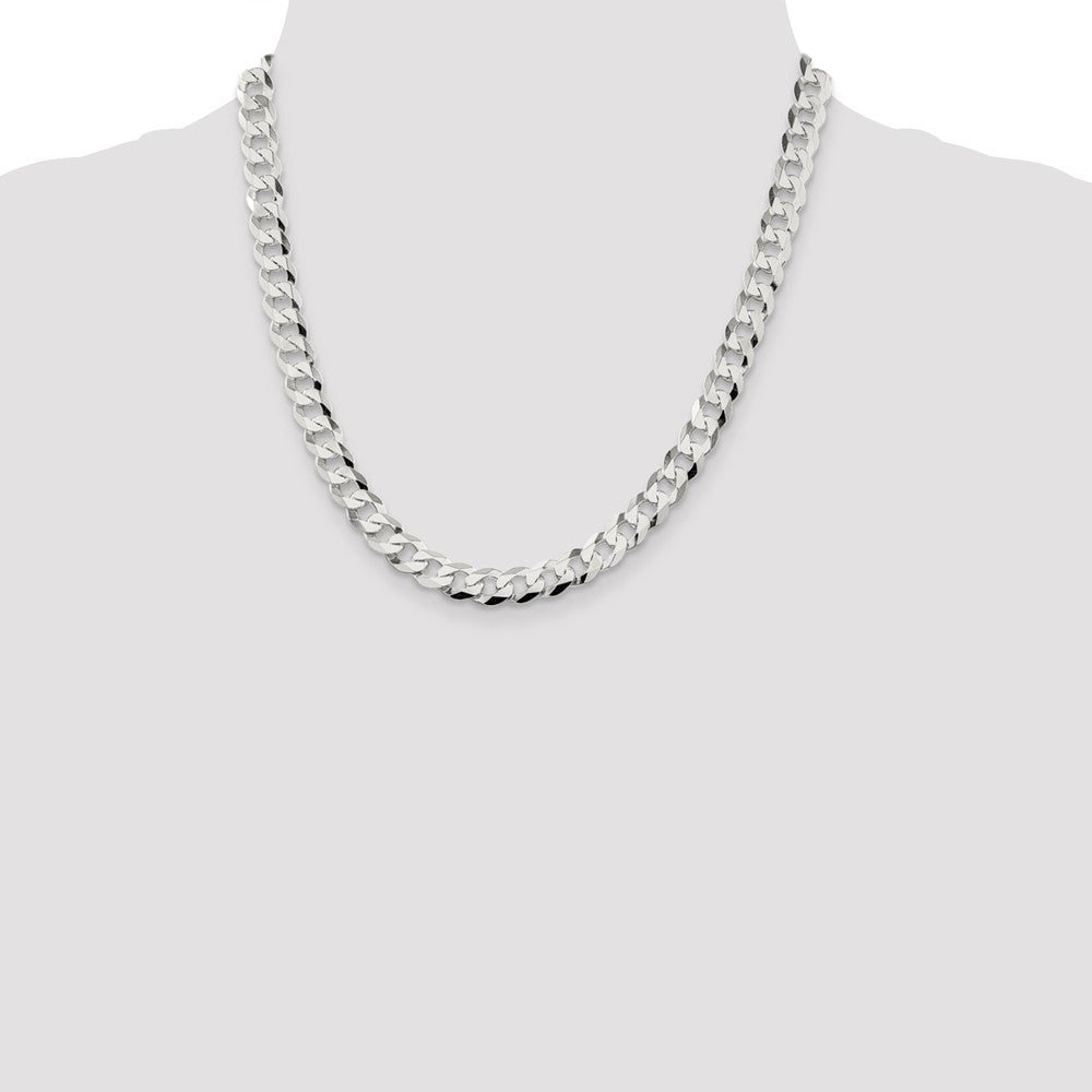 Sterling Silver 8.5mm Flat Curb Chain 20 Inches