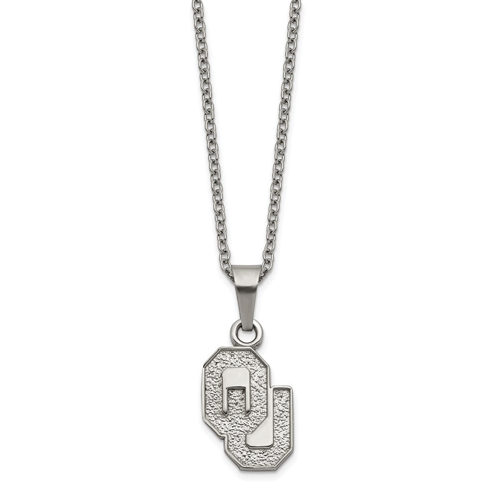 Stainless Steel LogoArt University of Oklahoma O-U Pendant 18 inch Necklace with 2 inch Extender QST516UOK