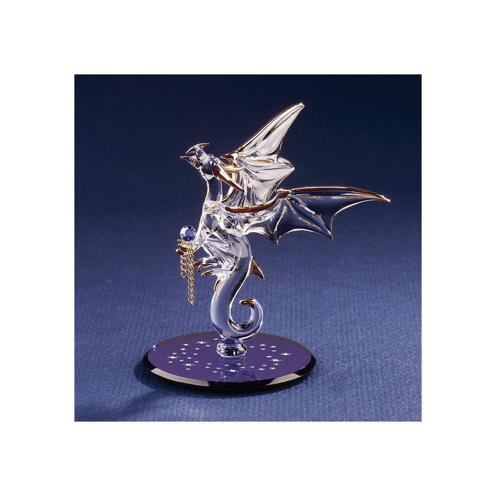 Glass Baron Dragon with Stars Crystal Accented Handcrafted Glass Figurine