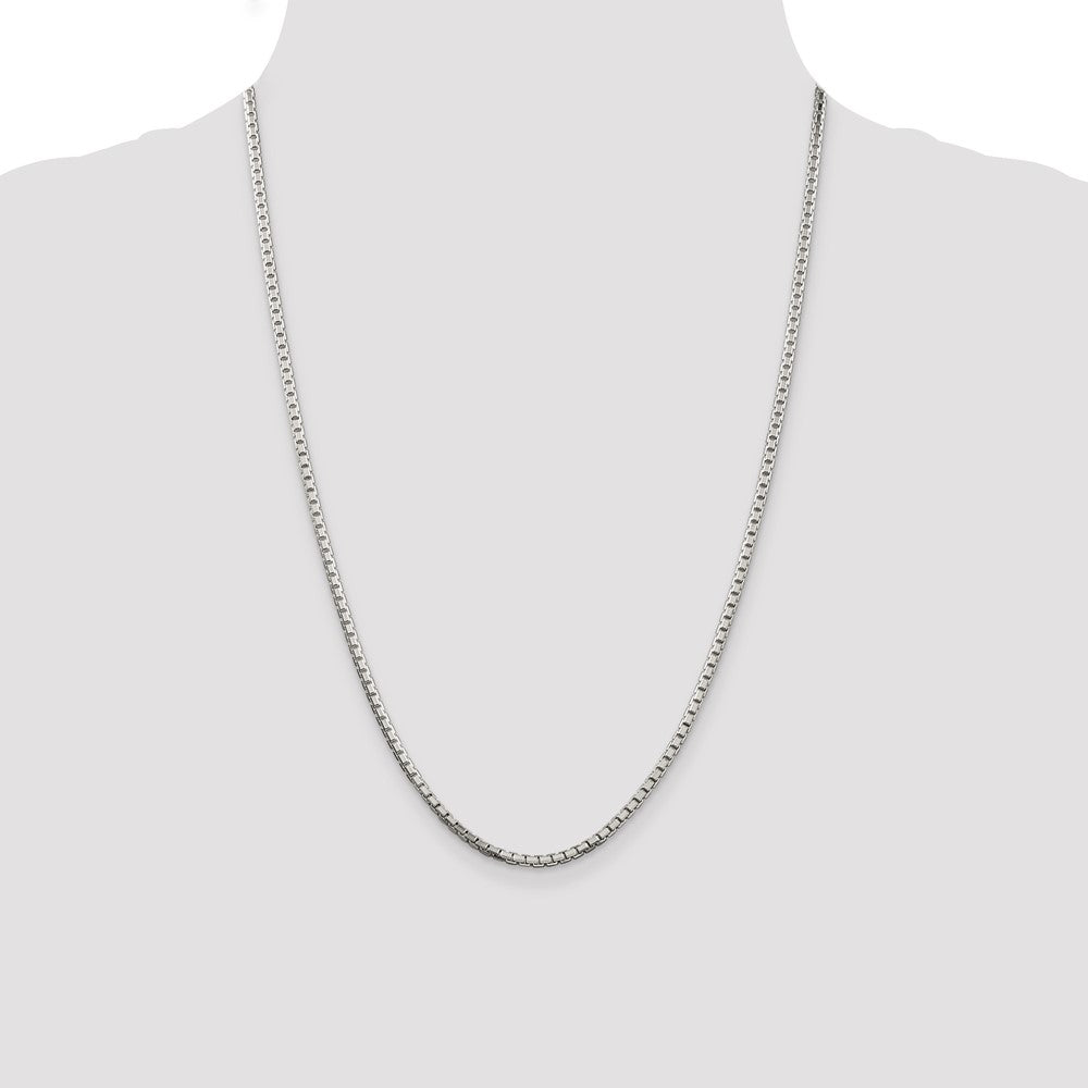 Sterling Silver 2.5mm 8 Sided Diamond-cut Box Chain 24 Inches