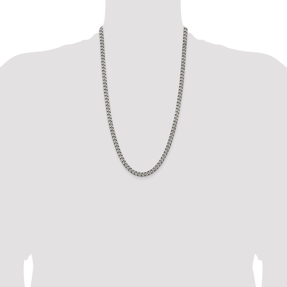 Sterling Silver Antiqued 6.0mm Curb Chain 26 Inches