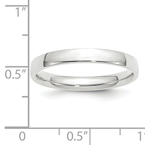 10k White Gold 3mm Lightweight Comfort Fit Wedding Band Size 8.5