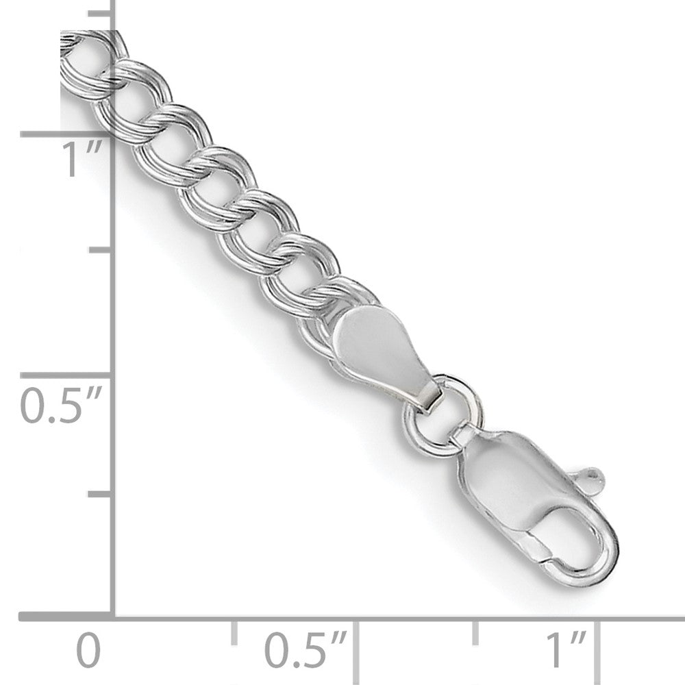Sterling Silver 4.25mm Double Link Charm Bracelet 7 inches