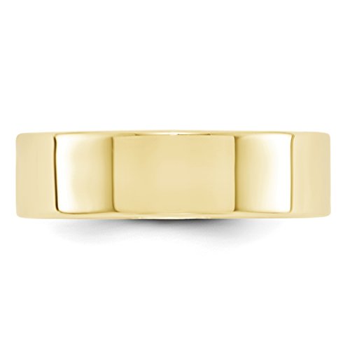 10k Yellow Gold 6mm Lightweight Flat Wedding Band Size 11