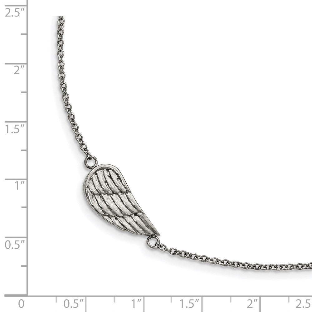Stainless Steel Brushed & Polished Angel Wing w/1.25in ext. Bracelet 6.25 inches