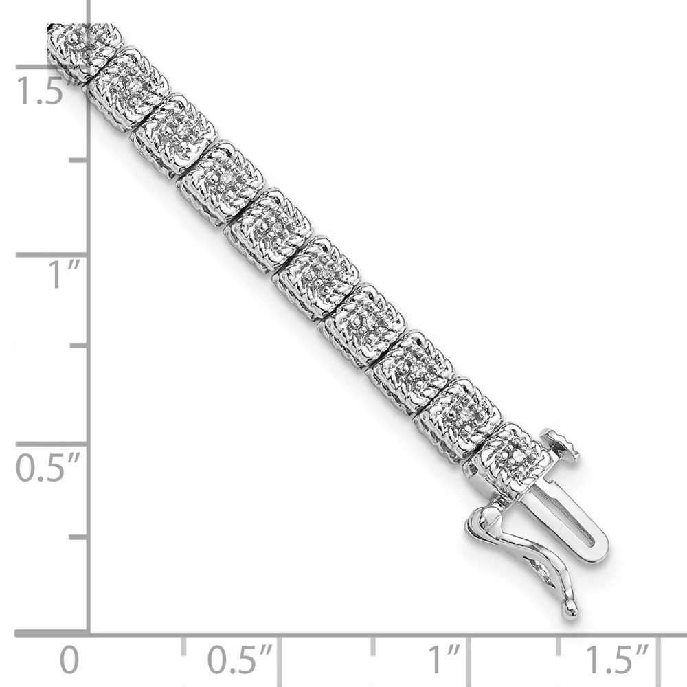 Sterling Silver Rhodium Plated Diamond Bracelet 7 inches