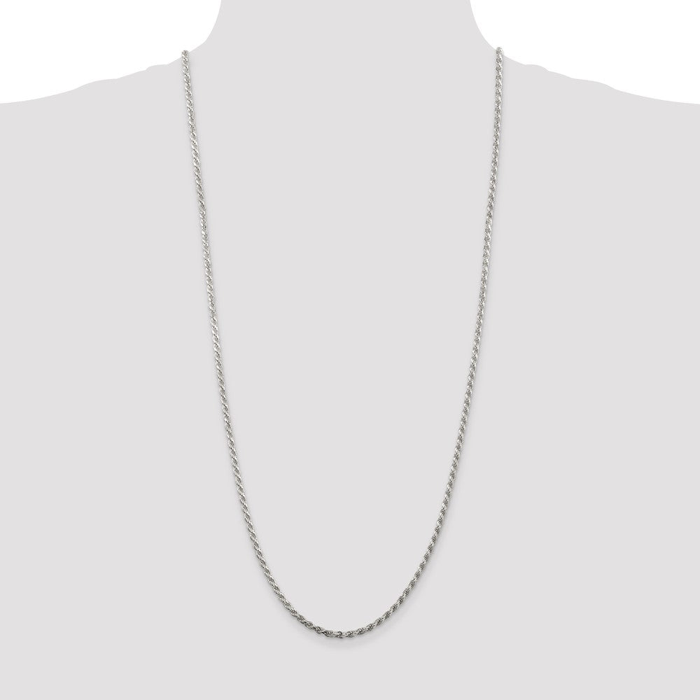 Sterling Silver 2.75mm Diamond-cut Rope Chain 30 Inches