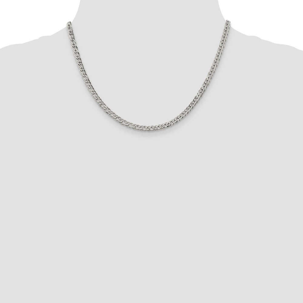 Sterling Silver 4.25mm 6 Side D/C Flat Double Curb Chain 18 Inches