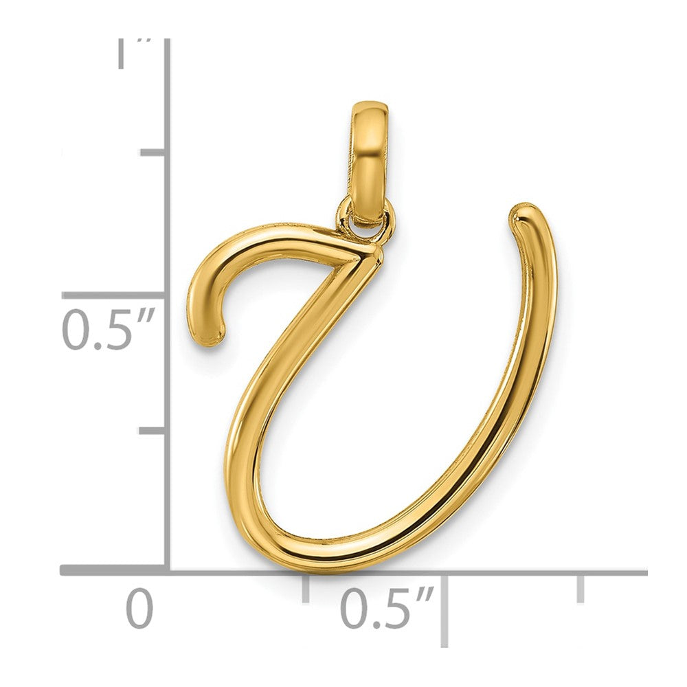 14k Yellow Gold Fancy Letter U