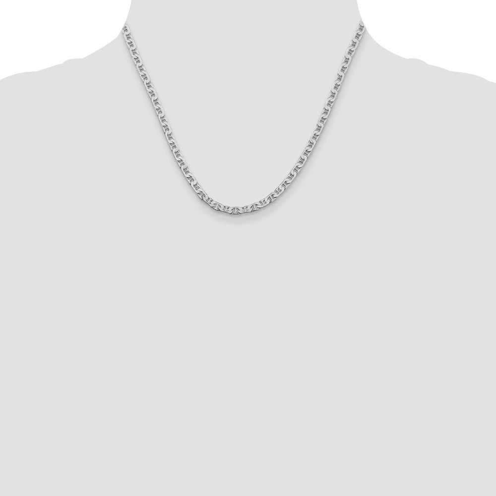 Sterling Silver Rhodium-plated 3.75mm Flat Anchor Chain 18 Inches