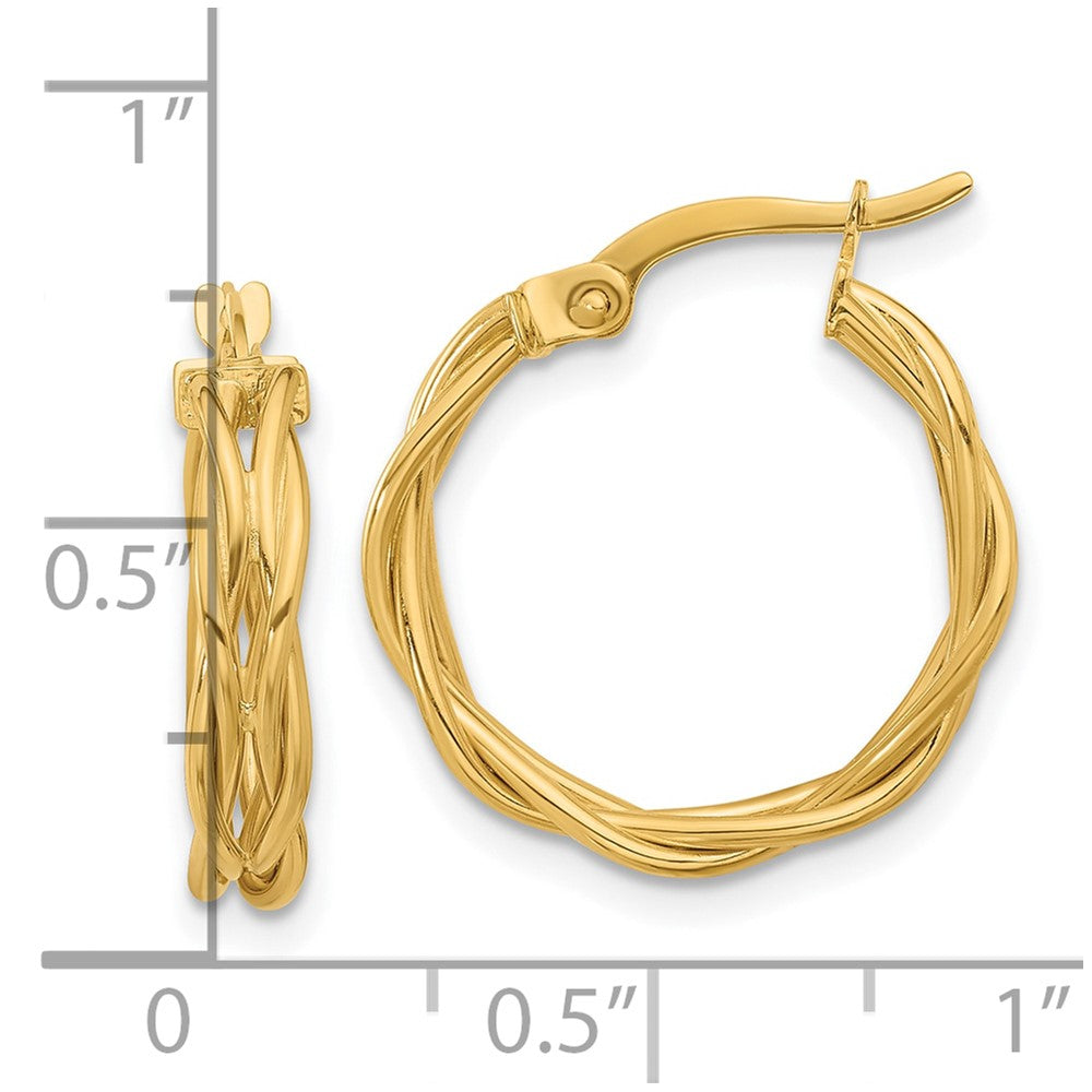 14K Polished Braided Hoop Earrings