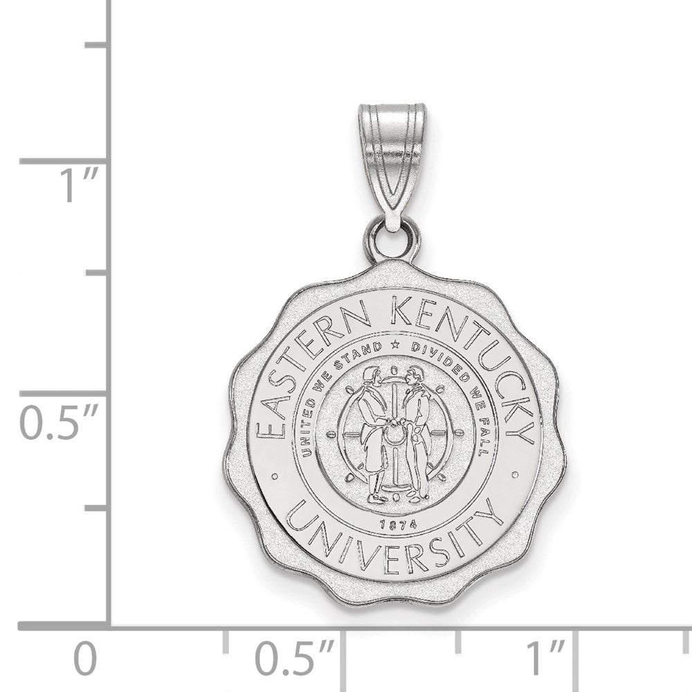 10k White Gold LogoArt Eastern Kentucky University Large Crest Pendant