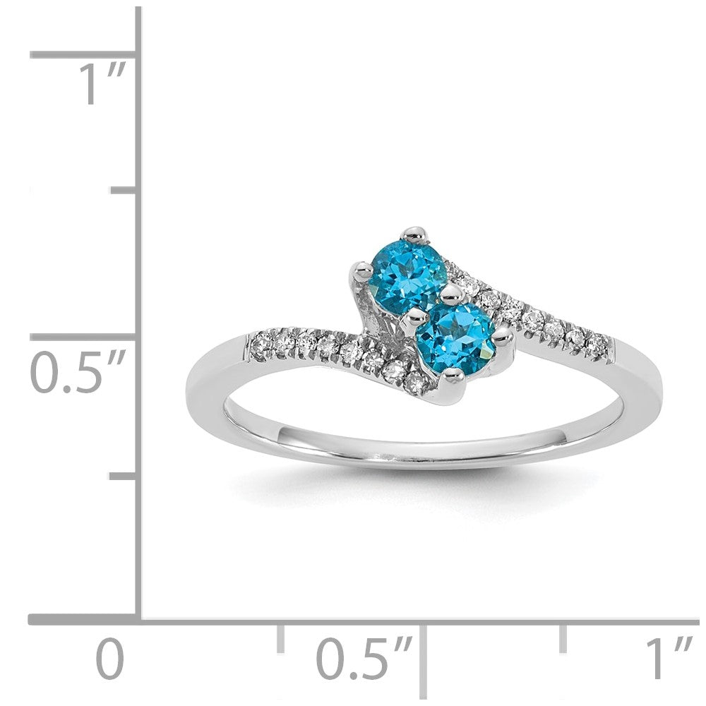 Sterling Silver Blue Topaz & Diamond Ring